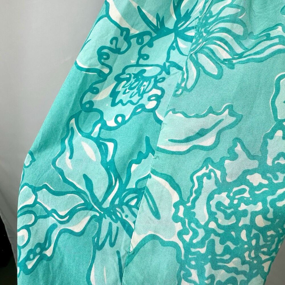 Vintage 90's Lilly Pulitzer Teal/Green Summer Silk Floral Skirt WM 12 - Picture 5 of 6